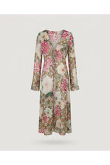 Adriana Iglesias Multi V-neck Floral Midi Robe