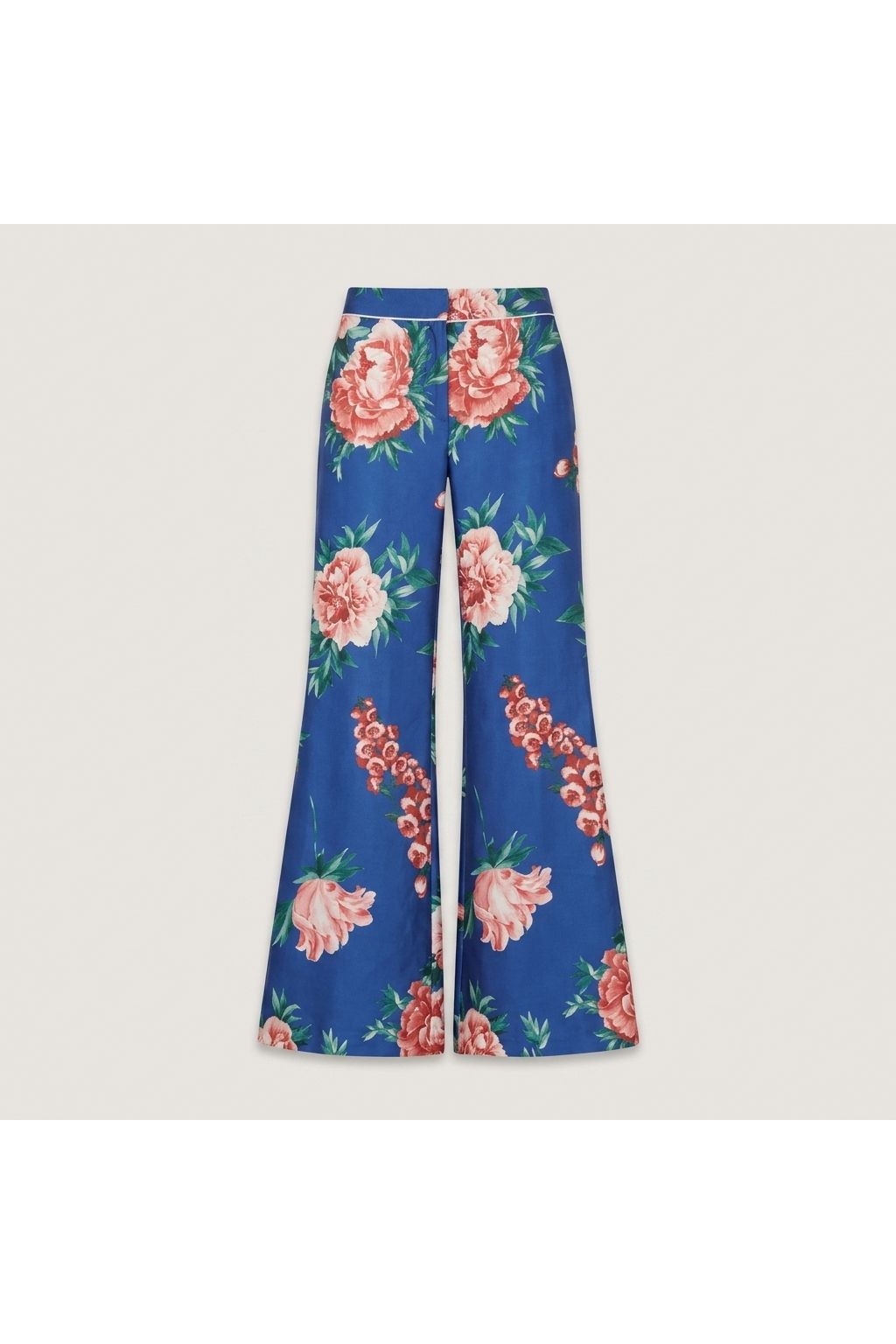 Patty Pants Electric Blue & Coral Floral Silk Pants
