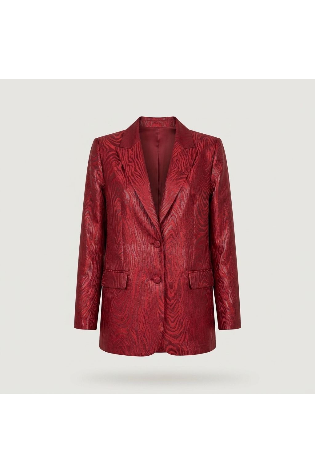 Adriana Iglesias Red Zebra Silk Jacquard Boyfriend Jacket