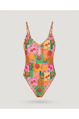 Multi Fruits Printed Keyhole One-piece