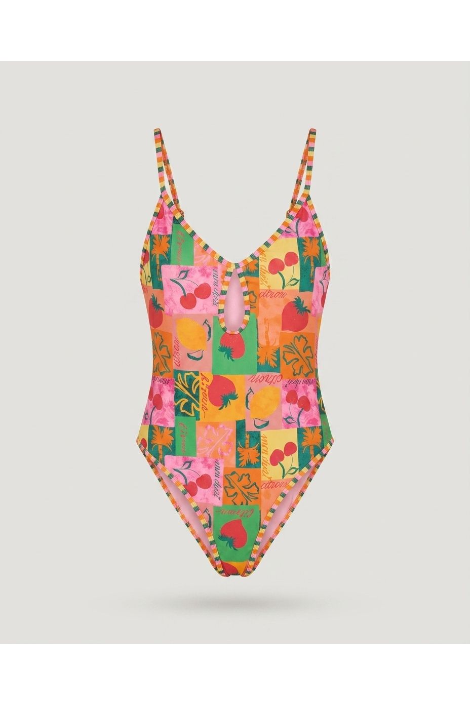 Multi Fruits Printed Keyhole One-piece