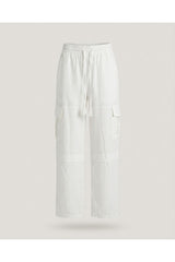 White Drawstring Cargo Pants