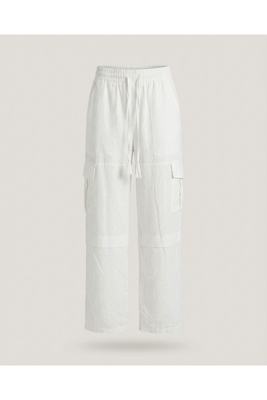 White Drawstring Cargo Pants
