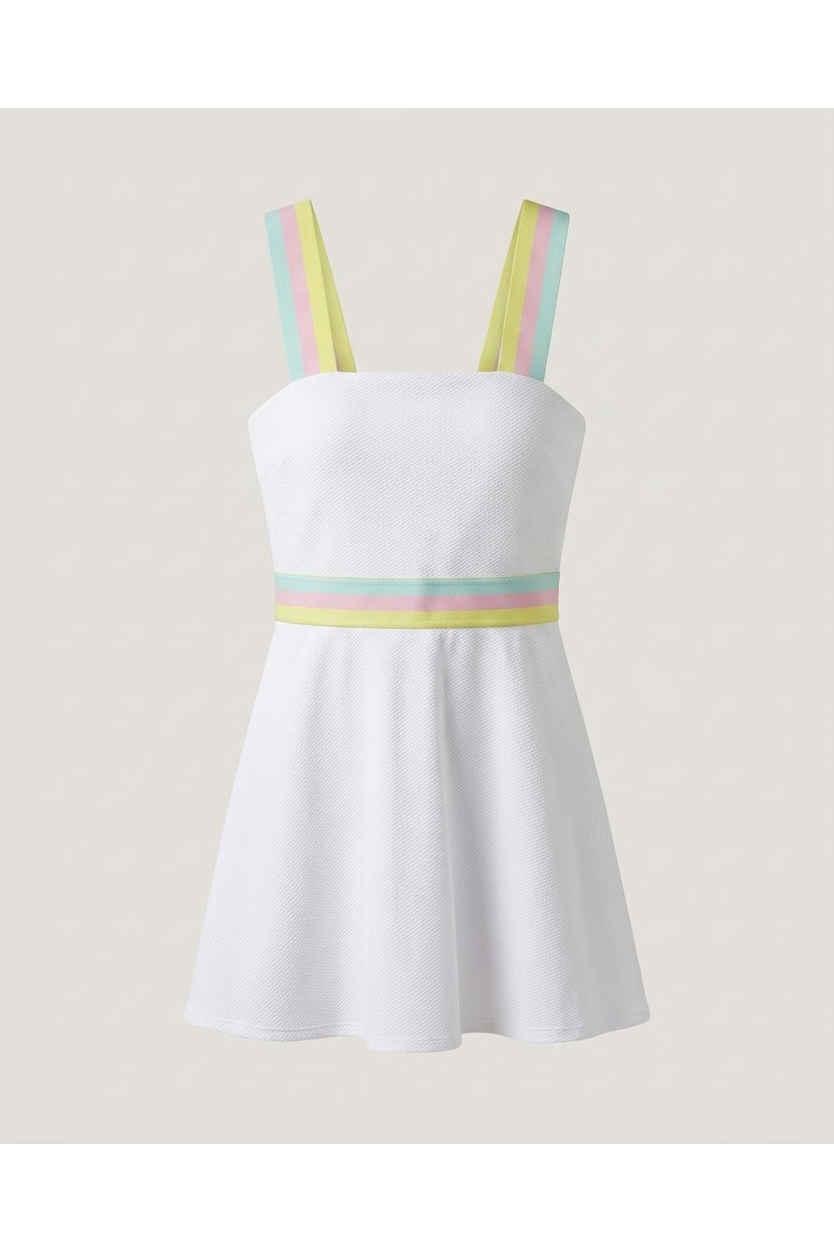 White Striped Trim Mini Dress