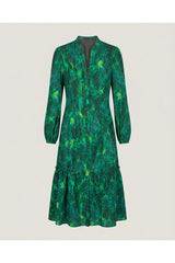 Green Printed Button-down Maxi Dress