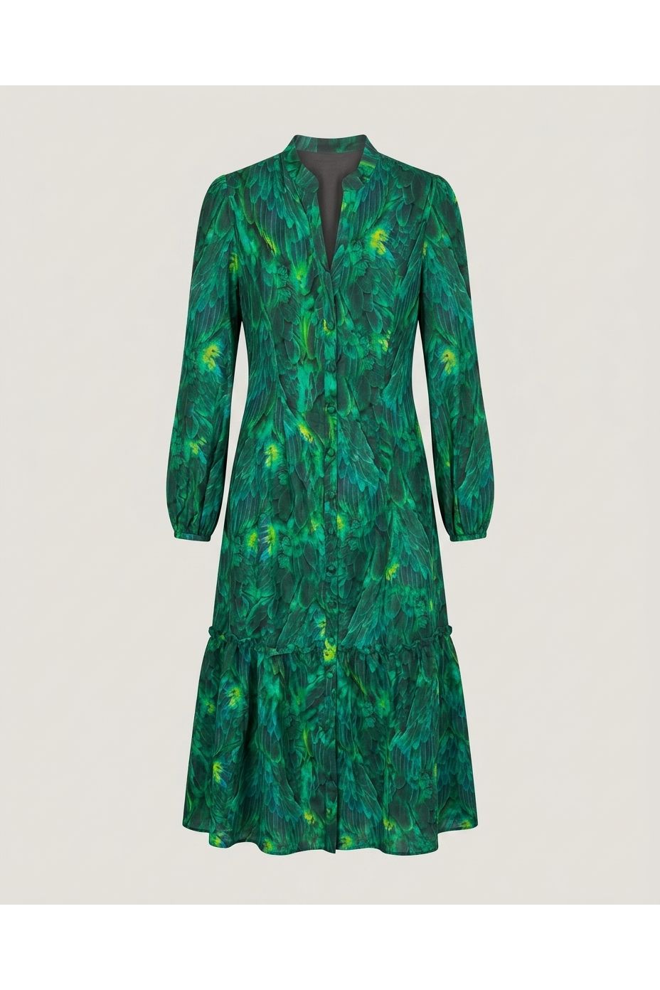 Green Printed Button-down Maxi Dress