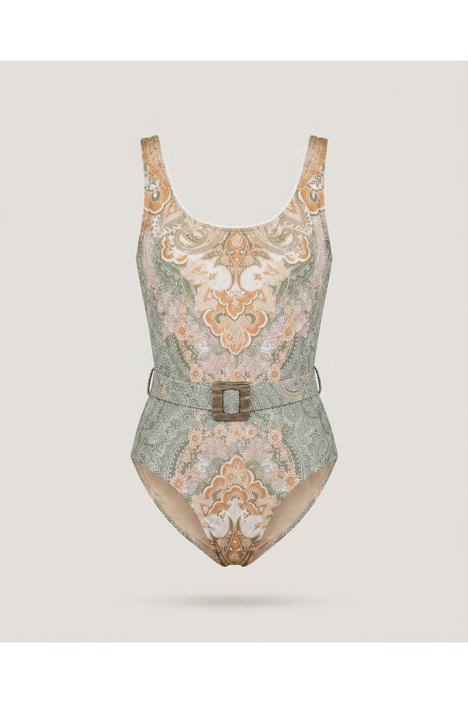 Multi Green Belted Printed One Piece