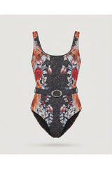 Multi Belted Printed Swimsuit