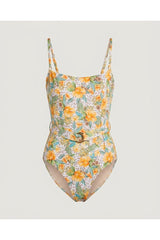 Multi Yellow Floral Belted One Piece