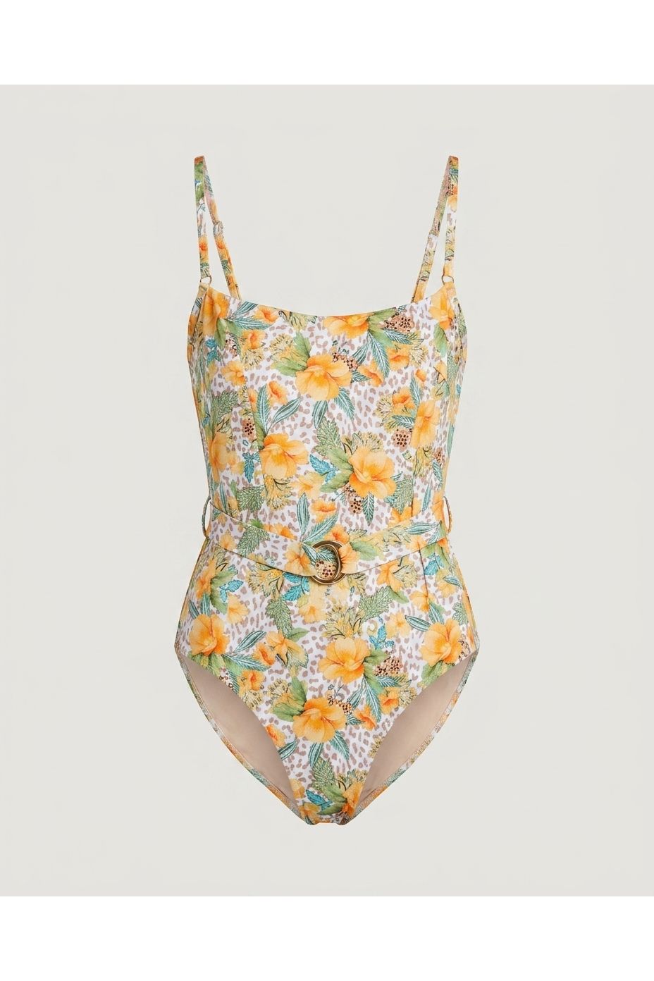 Multi Yellow Floral Belted One Piece