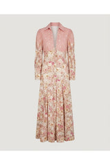 Pink Button Front Floral Maxi Dress