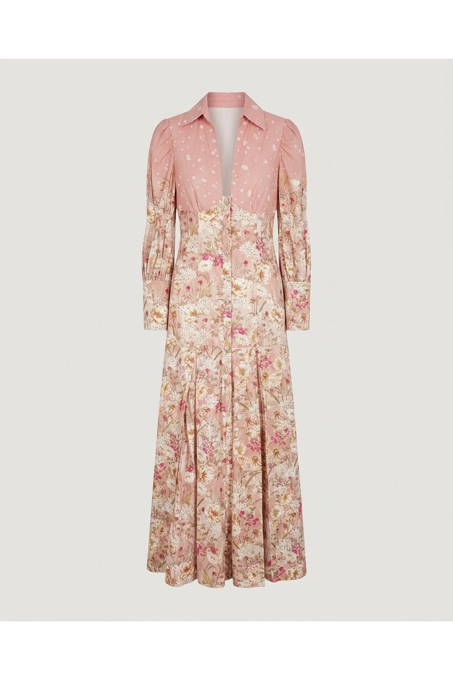 Pink Button Front Floral Maxi Dress