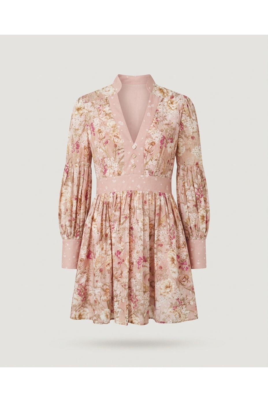 Pink Floral Long Sleeve Mini Dress
