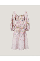 Pink Floral Puff Sleeve Dress