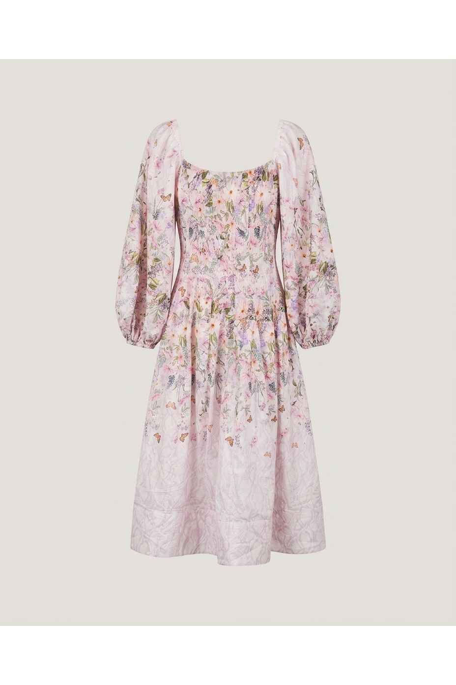 Pink Floral Puff Sleeve Dress