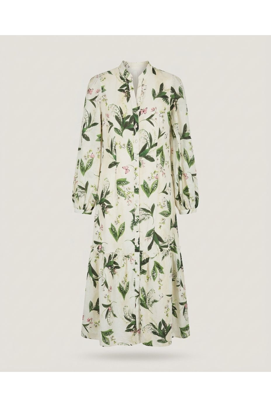White Floral Button-down Maxi Dress