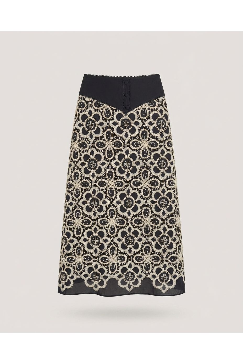 Navy Floral Lace Maxi Skirt