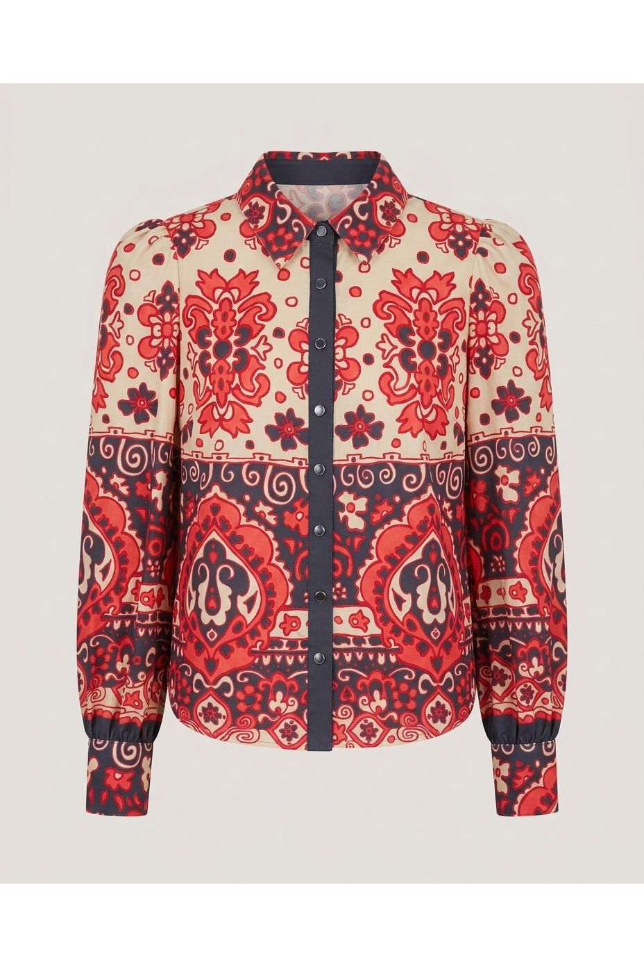 Multi Patterned Button-up Blouse