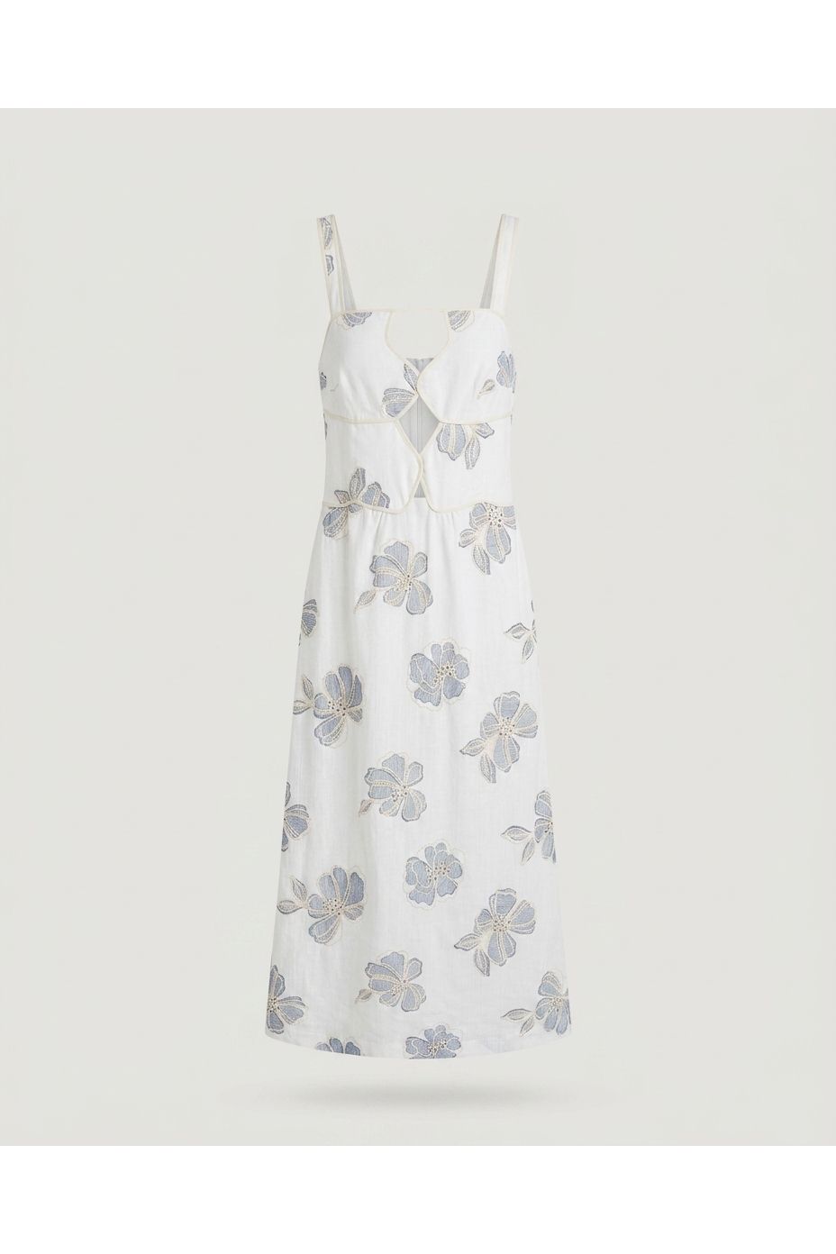 White Embroidered Cutout Maxi Dress