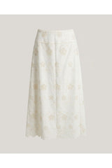 White Floral Embroidered Maxi Skirt