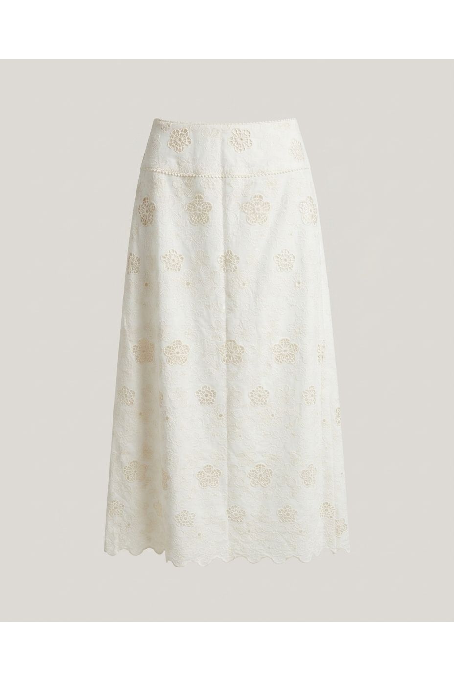 White Floral Embroidered Maxi Skirt