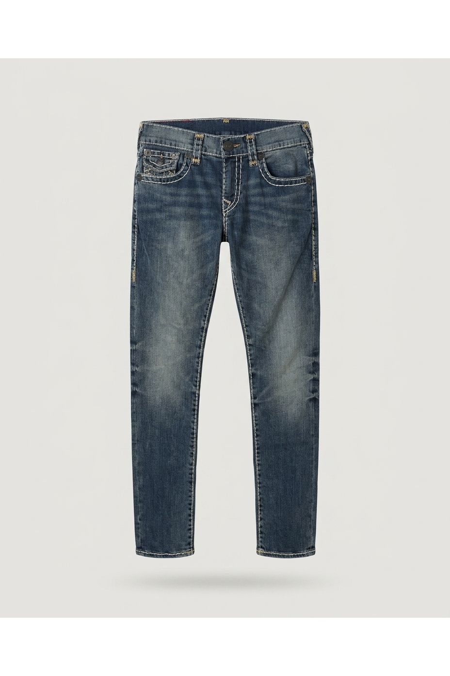 Blue Contrast Stitch Denim Jeans 2