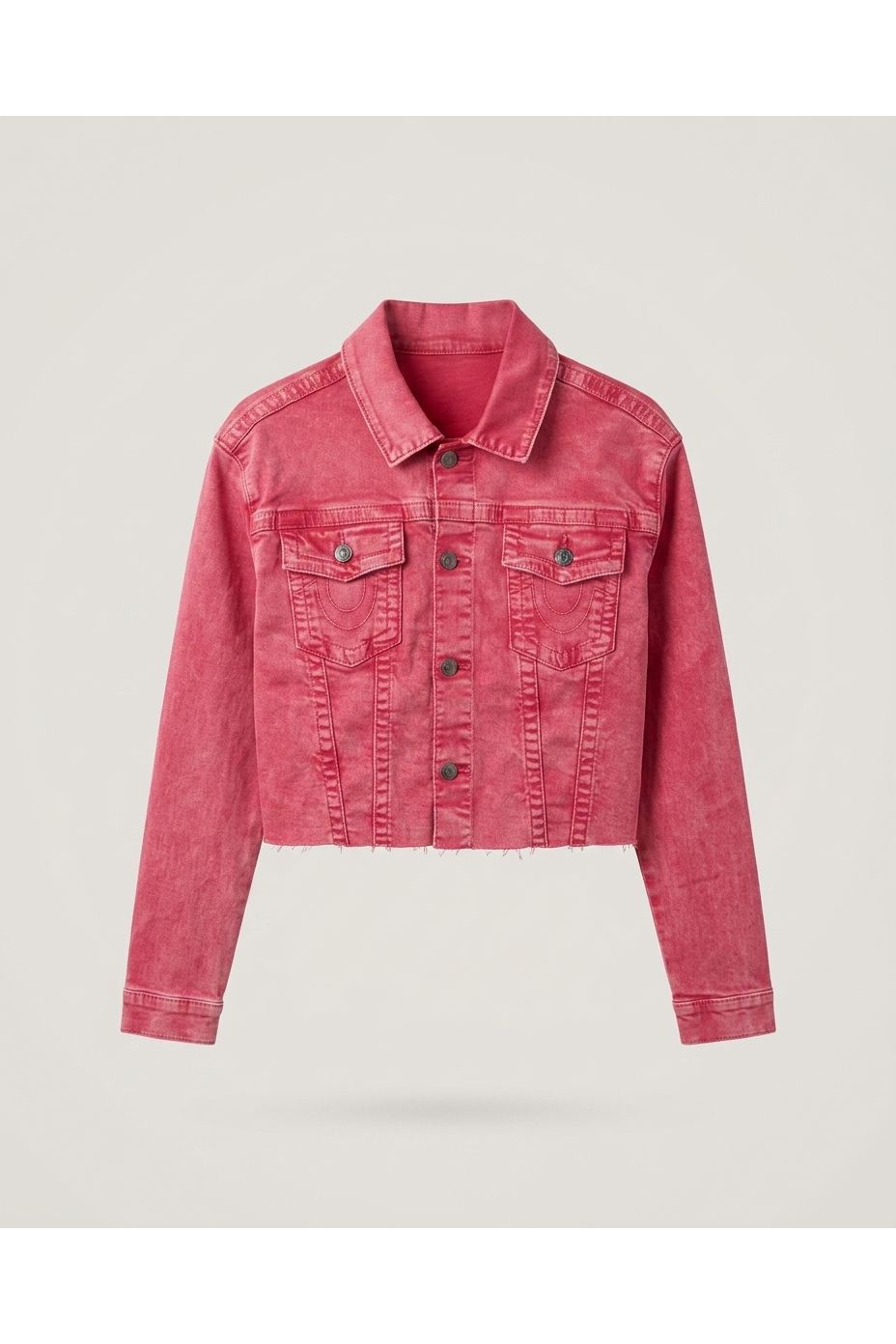 Red Washed Cropped Denim Jacket