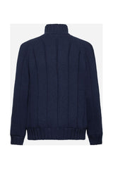 Brunello Cucinelli Men's Navy Wool Zip Knit Jacket