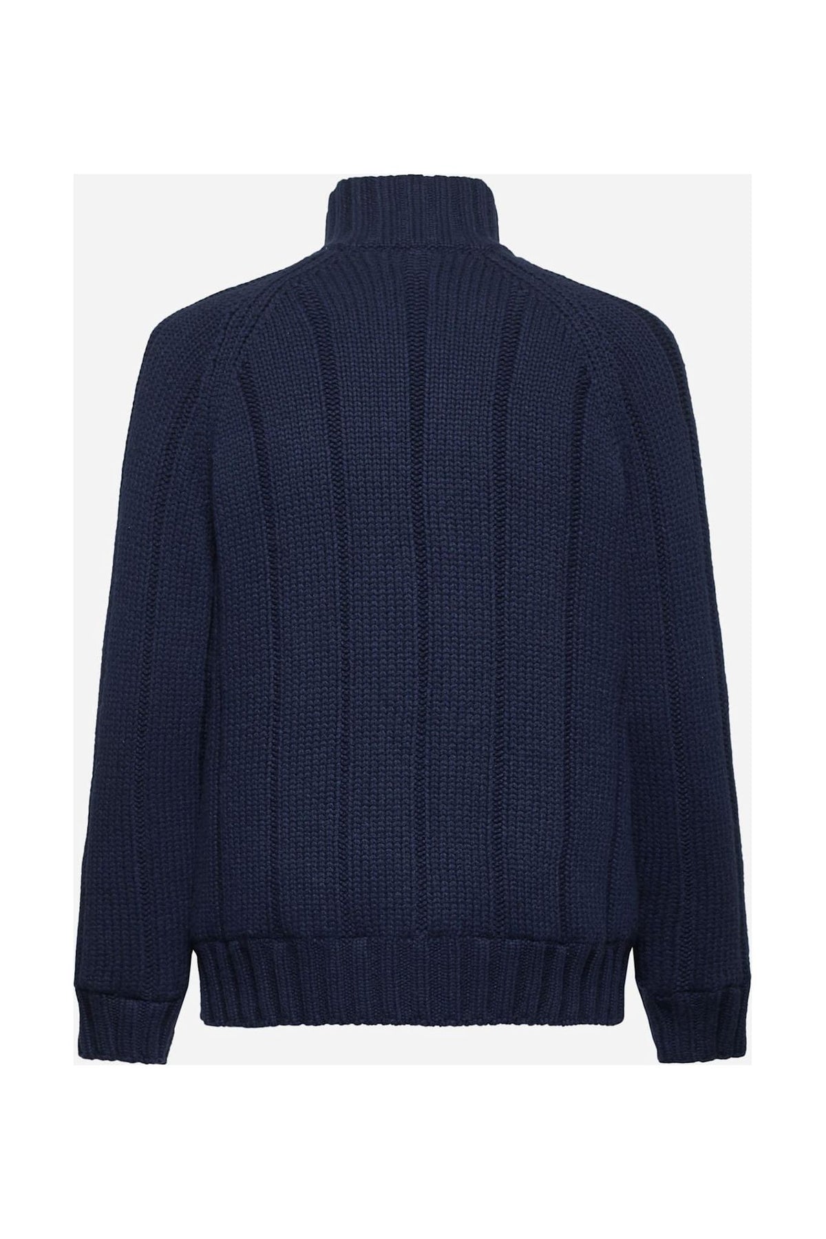 Brunello Cucinelli Men's Navy Wool Zip Knit Jacket