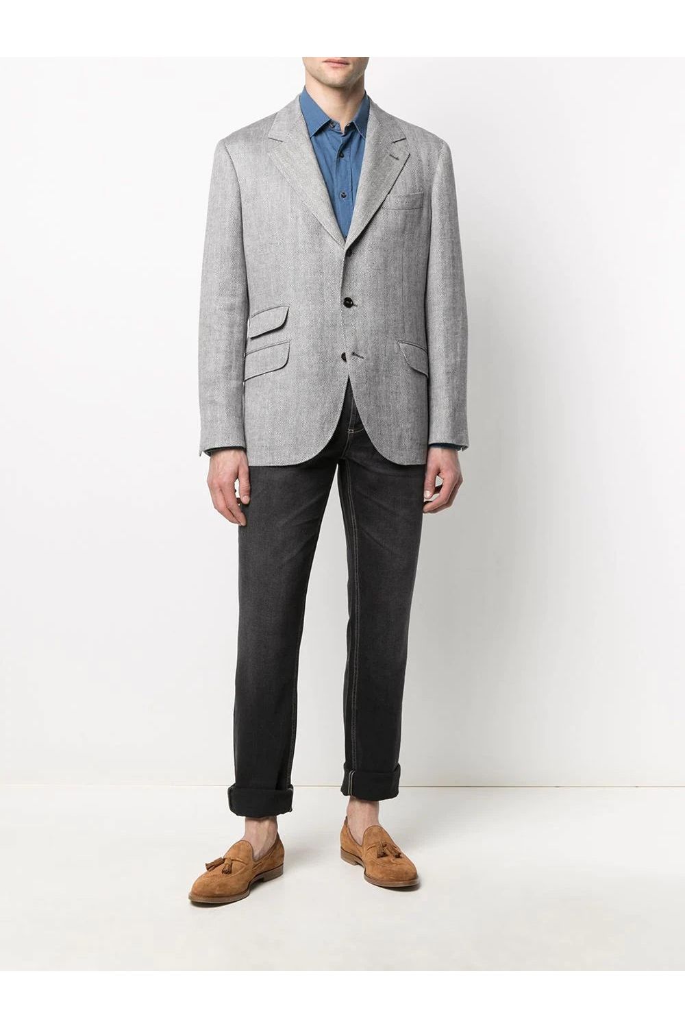 Men's Grey Linen Wool Blazer
