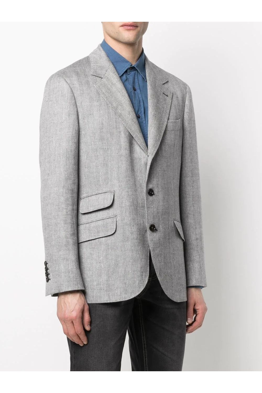 Men's Grey Linen Wool Blazer