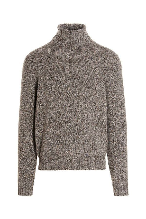 Men's Grey Wool Turtleneck Sweater