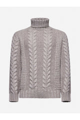 Brunello Cucinelli Men's Taupe Wool Cable Sweater