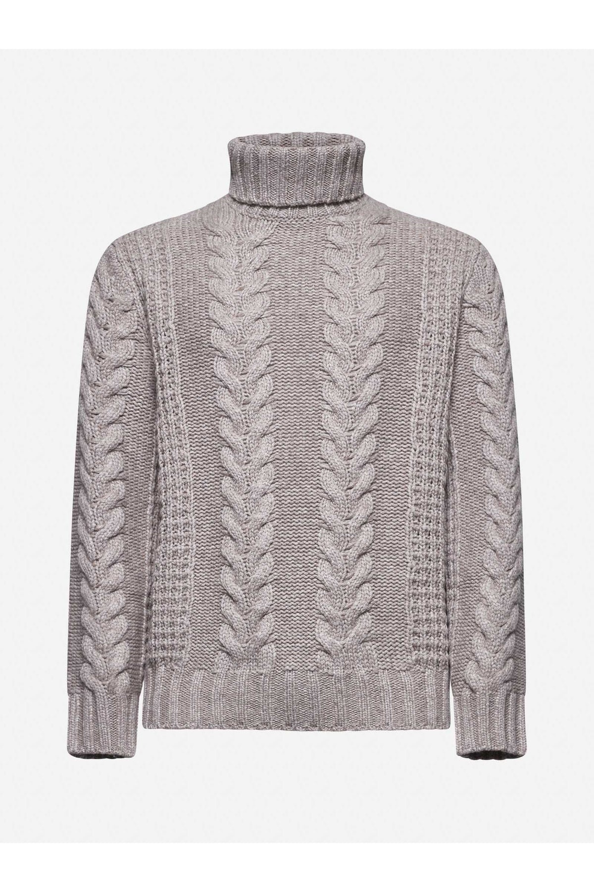 Brunello Cucinelli Men's Taupe Wool Cable Sweater