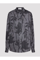 Women's Grey Linen Floral Shirt
