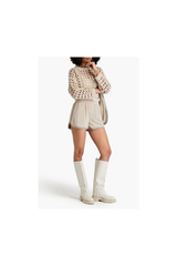 Women's Beige Tailored Linen Shorts