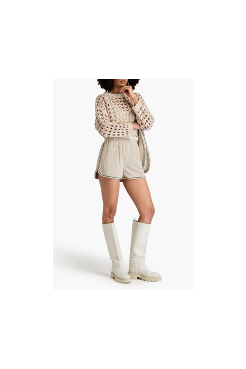 Women's Beige Tailored Linen Shorts