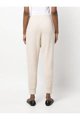 Women's Light Beige Wool Knit Trousers