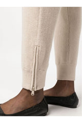 Women's Light Beige Wool Knit Trousers