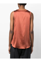 Women's Rust Silk Sleeveless Shirt