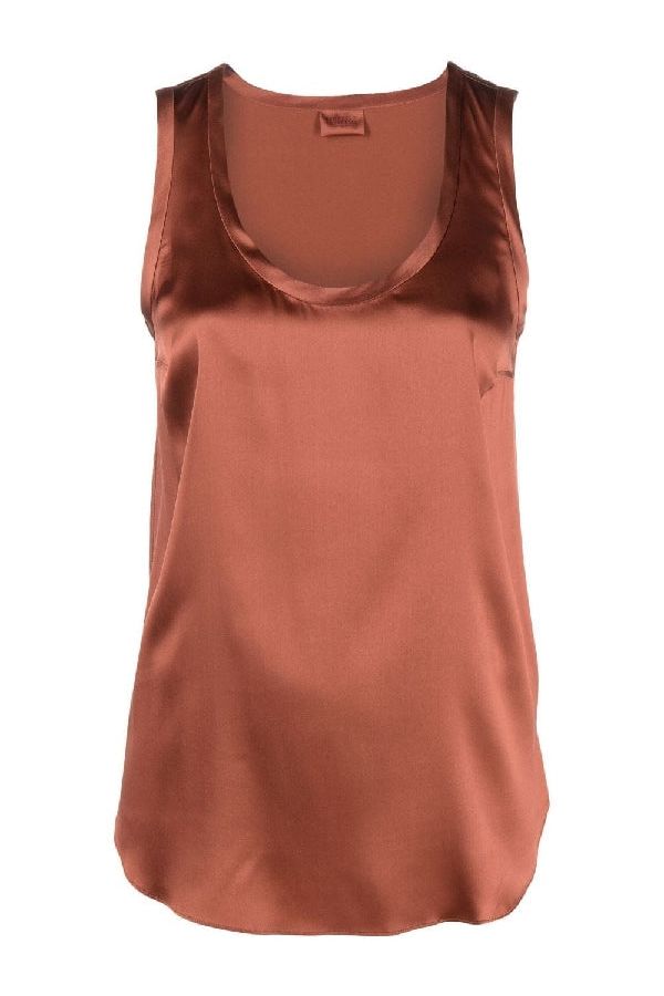 Women's Rust Silk Sleeveless Shirt
