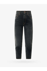 Women's Black Tapered Denim Trousers