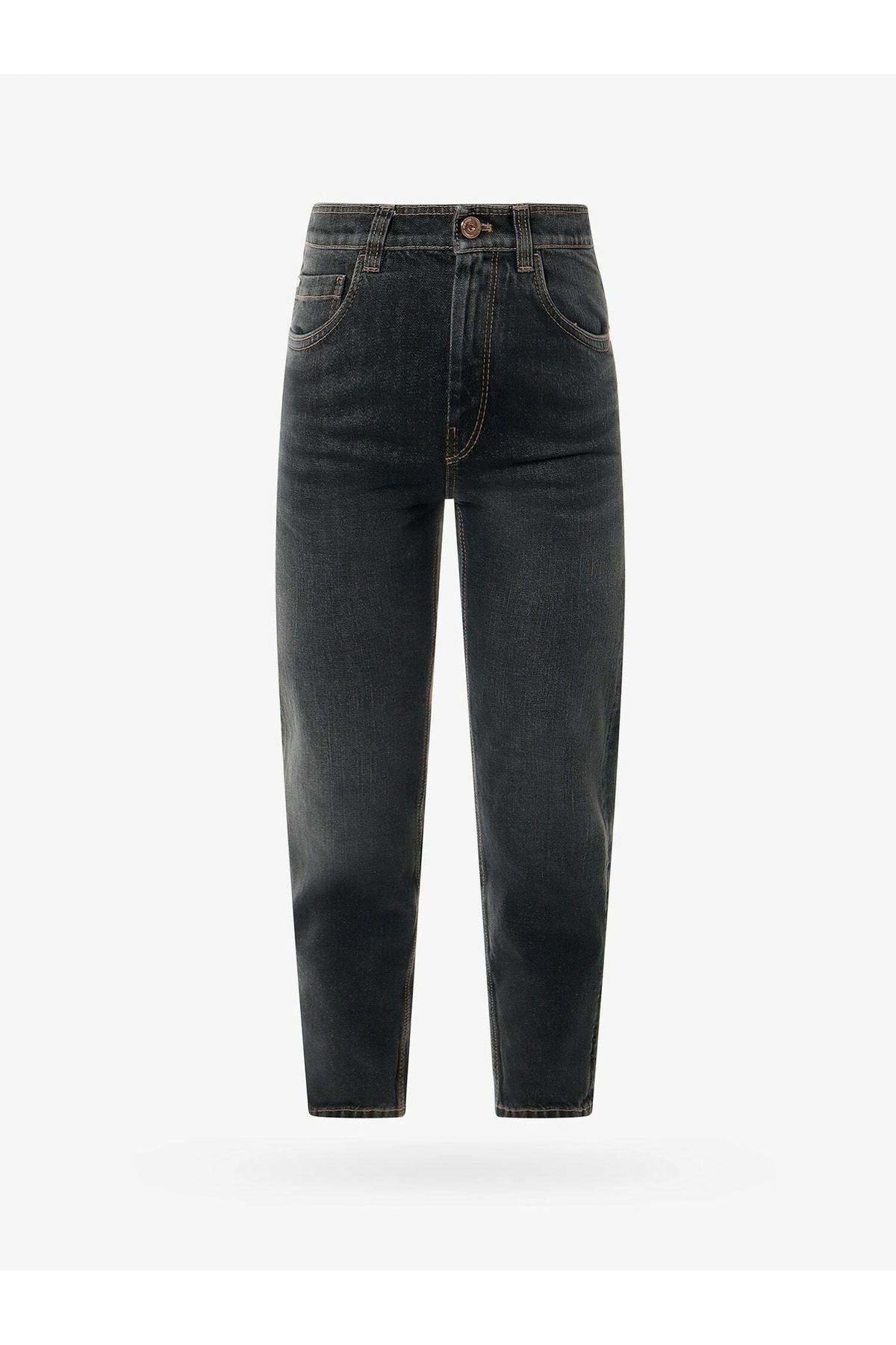 Women's Black Tapered Denim Trousers