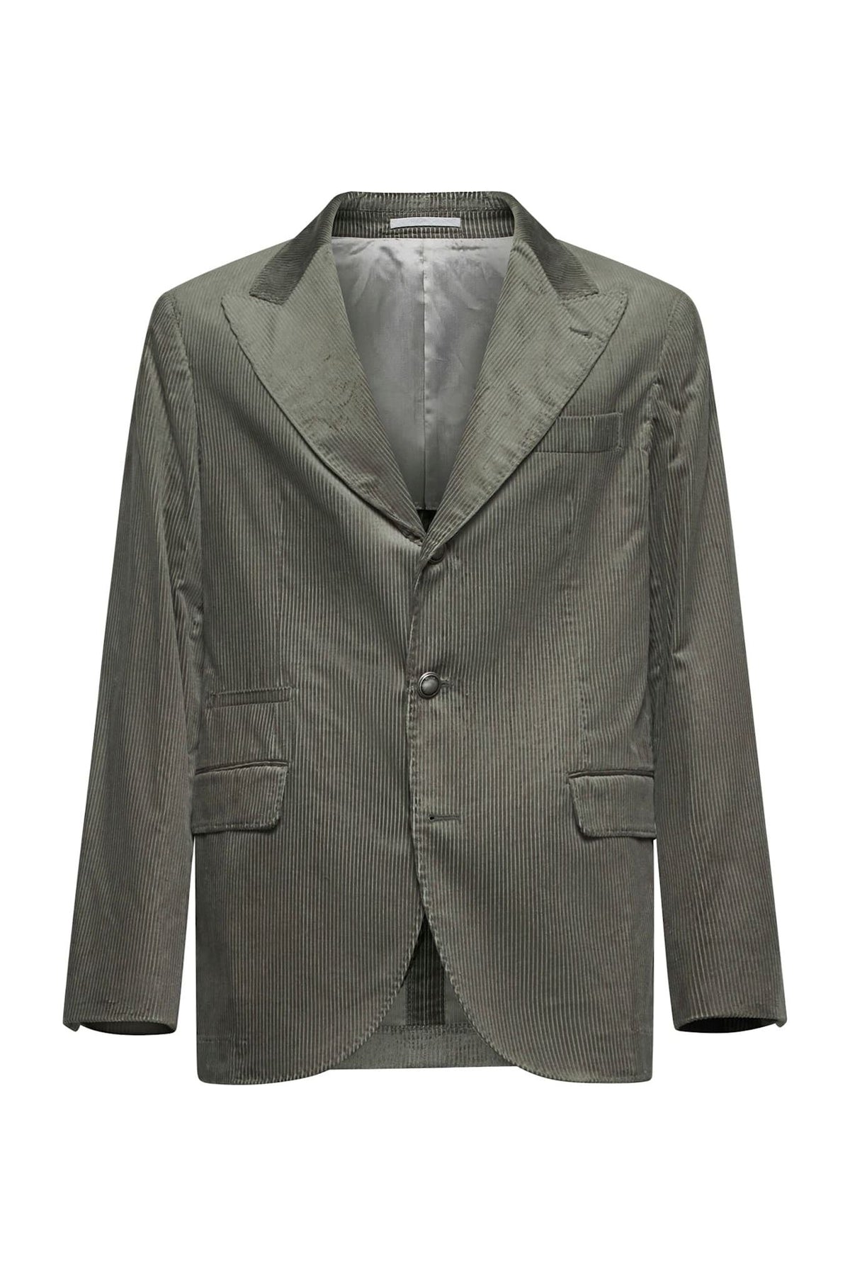 Brunello Cucinelli Men's Olive Cotton Pinstripe Blazer
