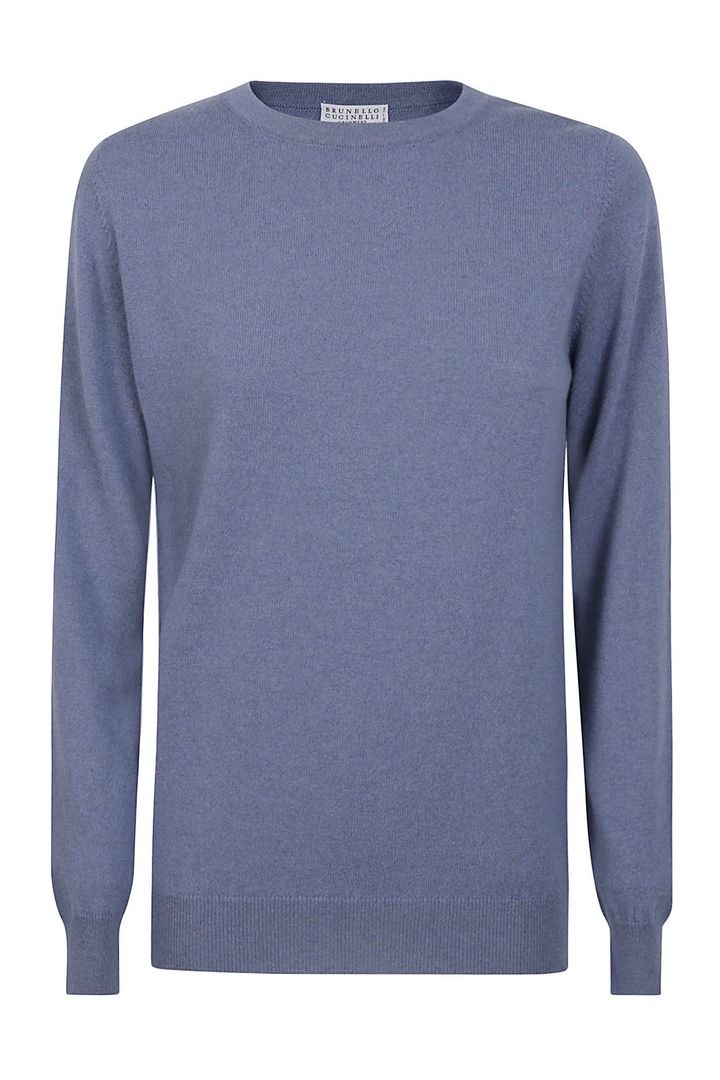 Women's Blue Wool Crewneck Sweater