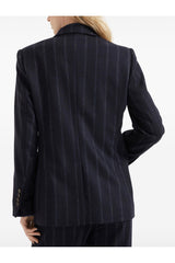 Brunello Cucinelli Women's Dark Blue Wool Double Breasted Jacket