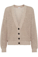 Women's Light Camel Open Knit Sweater
