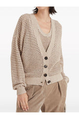Women's Light Camel Open Knit Sweater