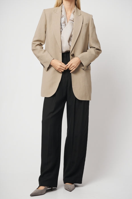 Women's Beige Tailored Linen Jacket