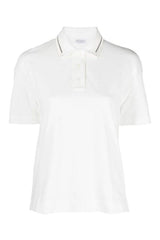 Women's White Cotton Polo Shirt